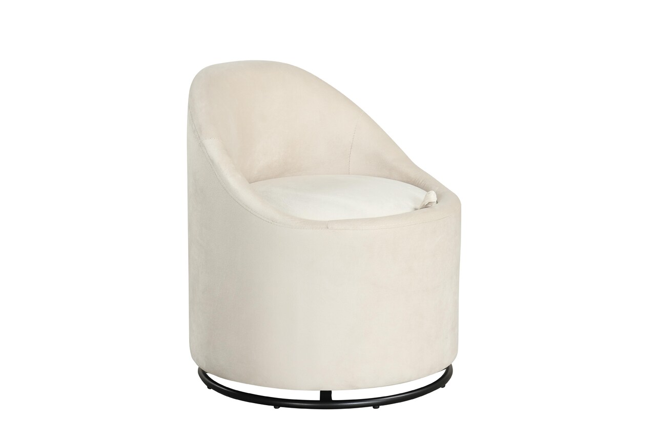 Vanity Barrel Chair 360° Swivel with Upholstered Seat and Storage